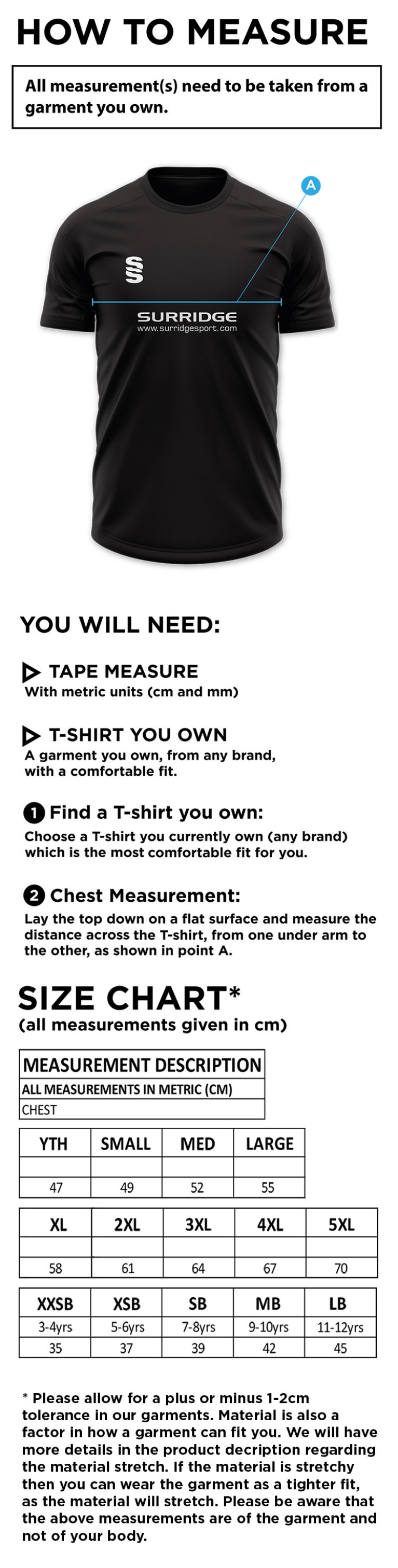 Willow Wanderers - Blade Training shirt - Unisex Fit - Size Guide