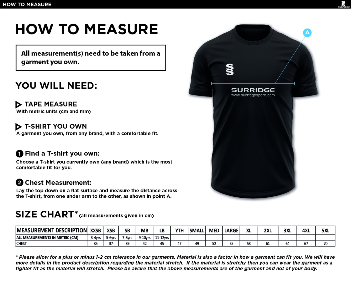 Willow Wanderers - Blade Training shirt - Unisex Fit - Size Guide