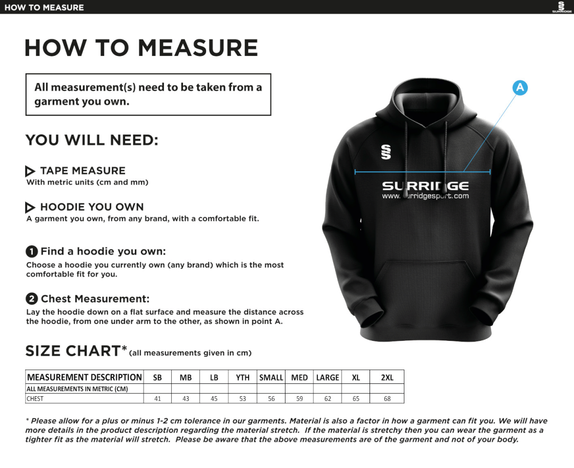 Willow Wanderers - Blade Hoody - Unisex Fit - Size Guide
