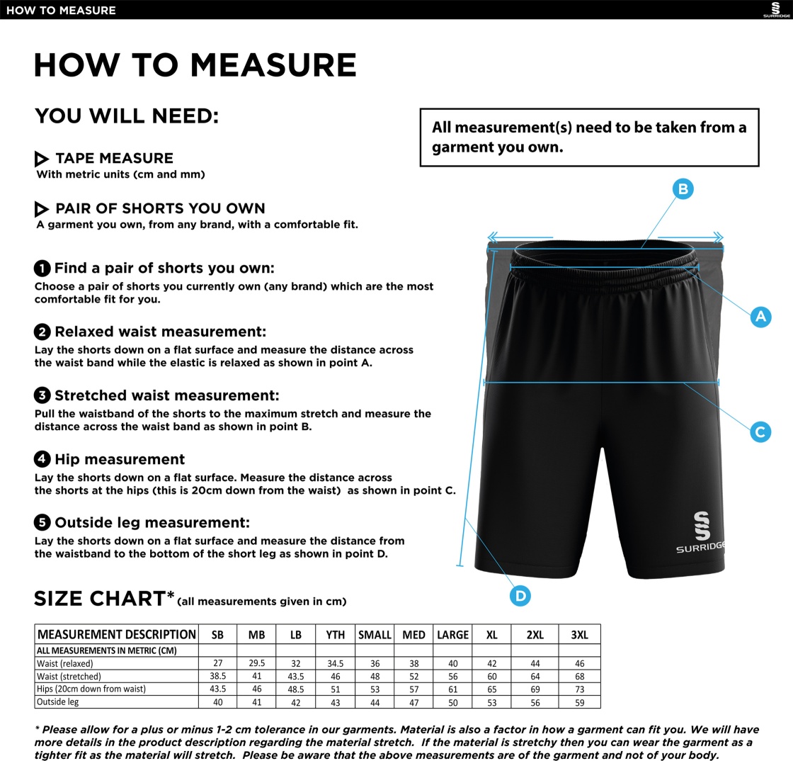 Willow Wanderers - Blade Shorts - Unisex Fit - Size Guide