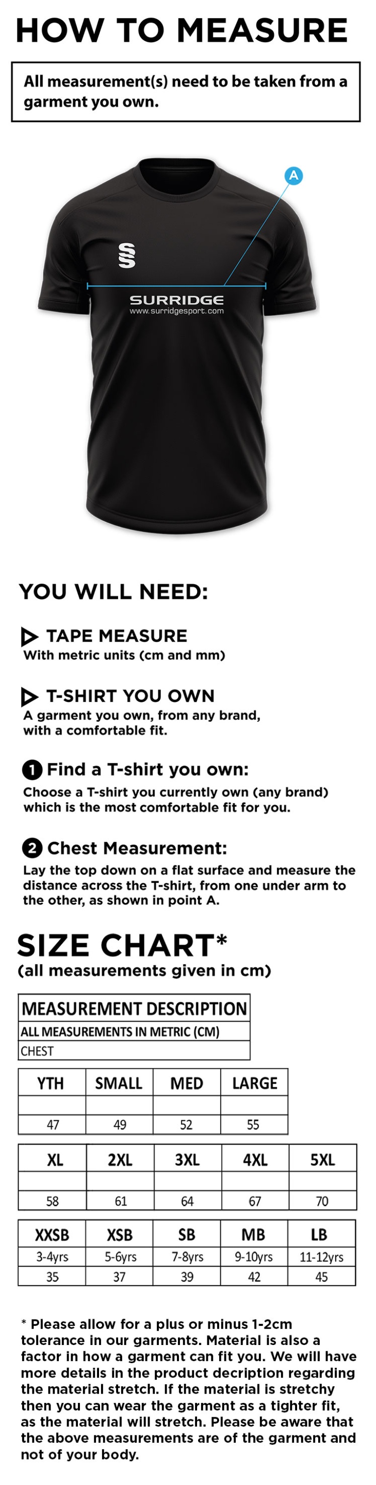 Willow Wanderers - Blade Training shirt - Unisex Fit - Size Guide