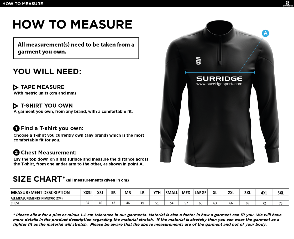 Willow Wanderers - Blade Performance Top - Unisex Fit - Size Guide